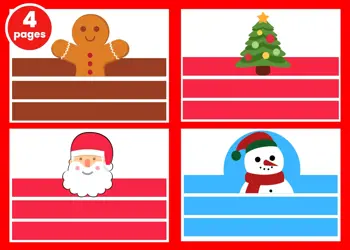 Christmas Headbands 4 Pages Gingerbread Man, Christmas Tree, Santa and Snowman